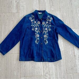 Dressbarn Blue Denim Jacket with Embroidery